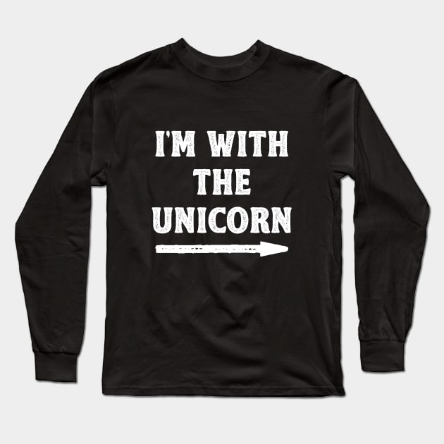 Funny Halloween I'm With The Unicorn Costume Couple (White) Long Sleeve T-Shirt by DLEVO